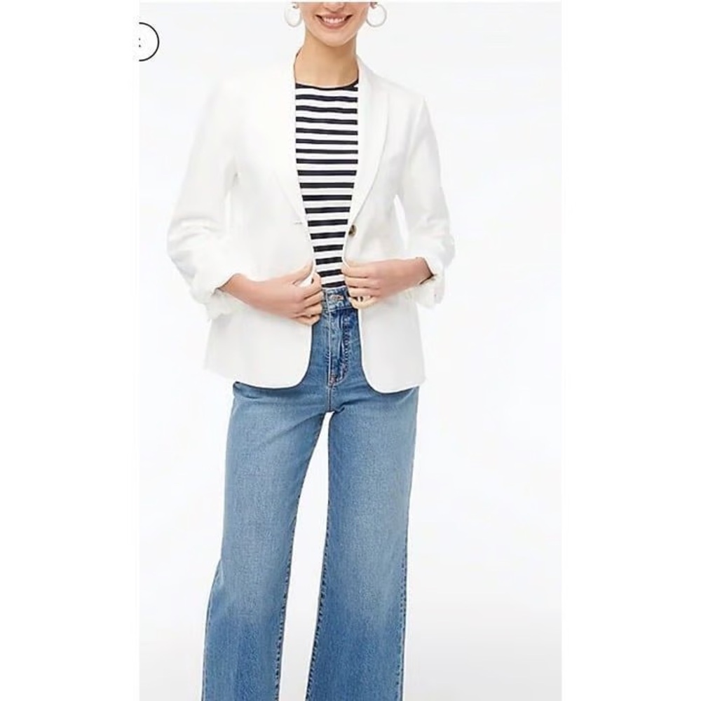 J. Crew White Blazer Shawl Collar Tailored Fit